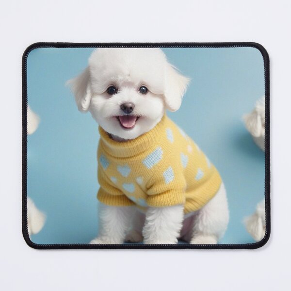 Item preview, Cute Bichon Frise Cartoon Seamless Pattern – Fluffy Dog in Sweater designed and sold by hjian8219.