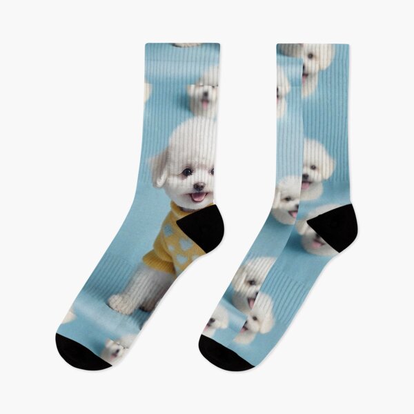 Item preview, Cute Bichon Frise Cartoon Seamless Pattern – Fluffy Dog in Sweater designed and sold by hjian8219.
