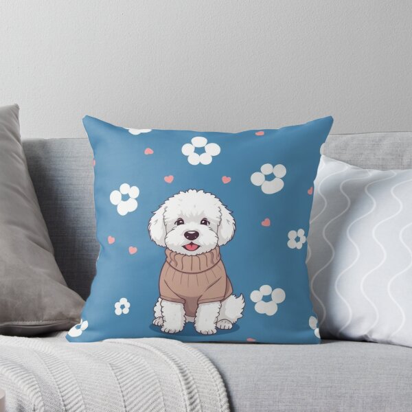 Item preview, Cute Bichon Frise Cartoon Seamless Pattern – Fluffy Dog in Sweater designed and sold by hjian8219.