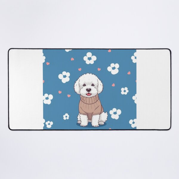 Item preview, Cute Bichon Frise Cartoon Seamless Pattern – Fluffy Dog in Sweater designed and sold by hjian8219.