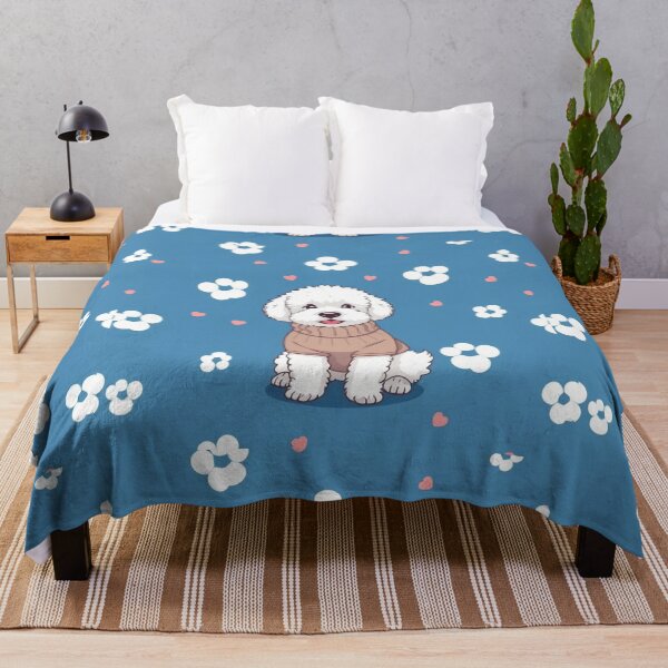 Item preview, Cute Bichon Frise Cartoon Seamless Pattern – Fluffy Dog in Sweater designed and sold by hjian8219.