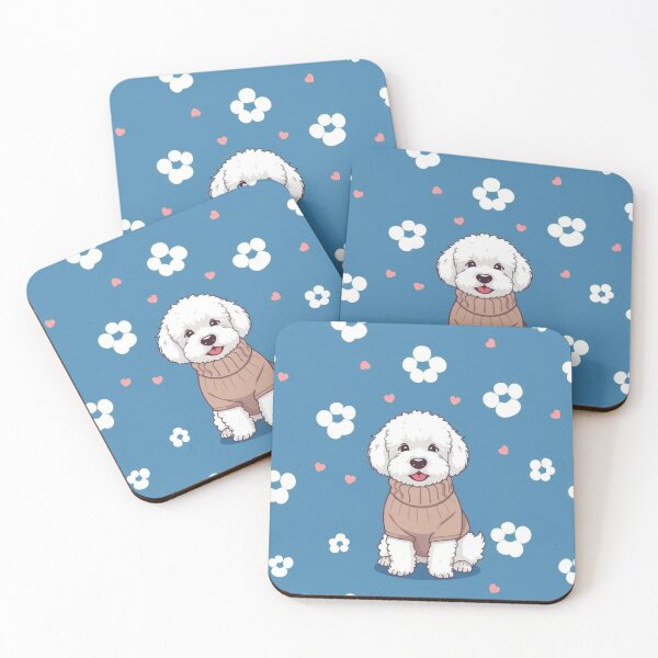 Item preview, Cute Bichon Frise Cartoon Seamless Pattern – Fluffy Dog in Sweater designed and sold by hjian8219.
