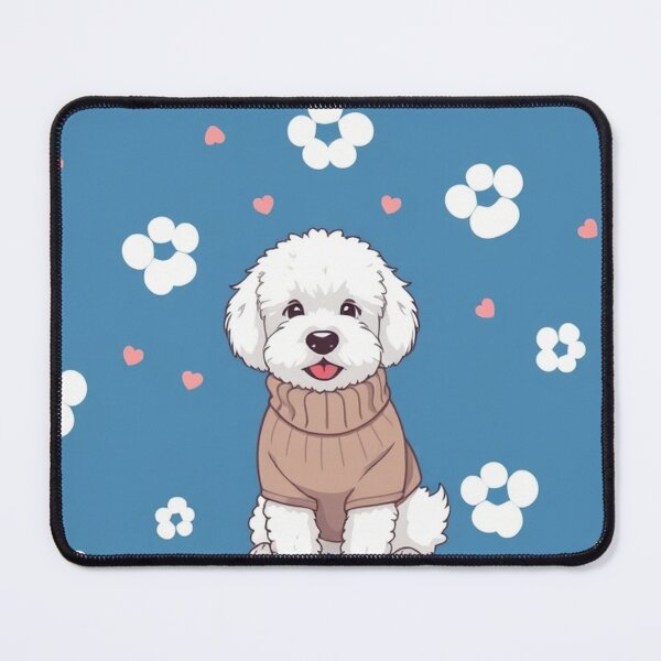 Item preview, Cute Bichon Frise Cartoon Seamless Pattern – Fluffy Dog in Sweater designed and sold by hjian8219.