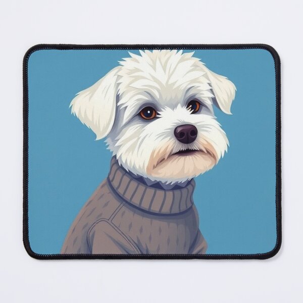 Item preview, Cute Bichon Frise Cartoon Seamless Pattern – Fluffy Dog in Sweater designed and sold by hjian8219.