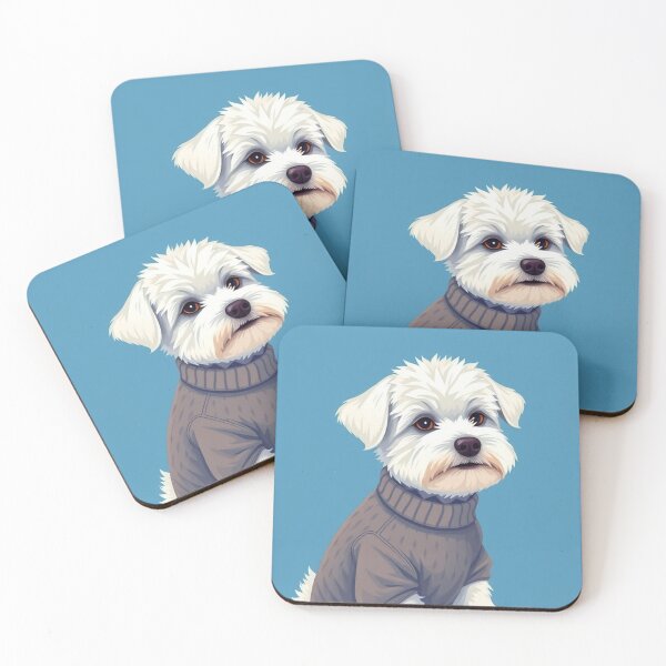 Item preview, Cute Bichon Frise Cartoon Seamless Pattern – Fluffy Dog in Sweater designed and sold by hjian8219.