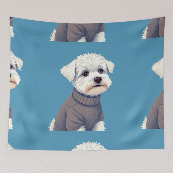 Item preview, Cute Bichon Frise Cartoon Seamless Pattern – Fluffy Dog in Sweater designed and sold by hjian8219.