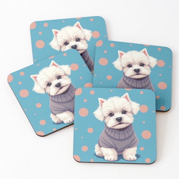 Item preview, Cute Bichon Frise Cartoon Seamless Pattern – Fluffy Dog in Sweater designed and sold by hjian8219.
