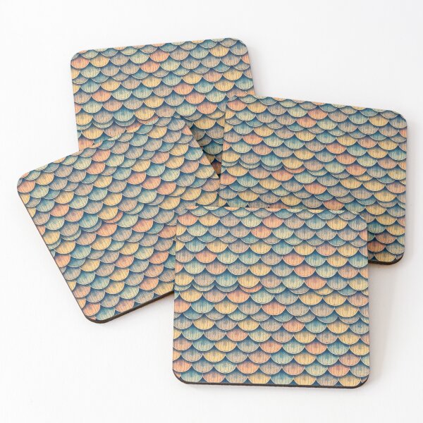 Item preview,  Mid-Century Overlapping Fish Scales & Feathers Pattern for Backgrounds designed and sold by hjian8219.