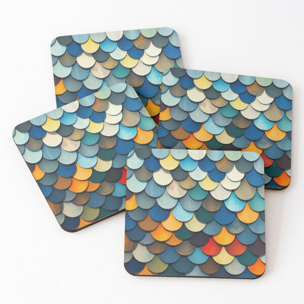 Item preview,  Mid-Century Overlapping Fish Scales & Feathers Pattern for Backgrounds designed and sold by hjian8219.