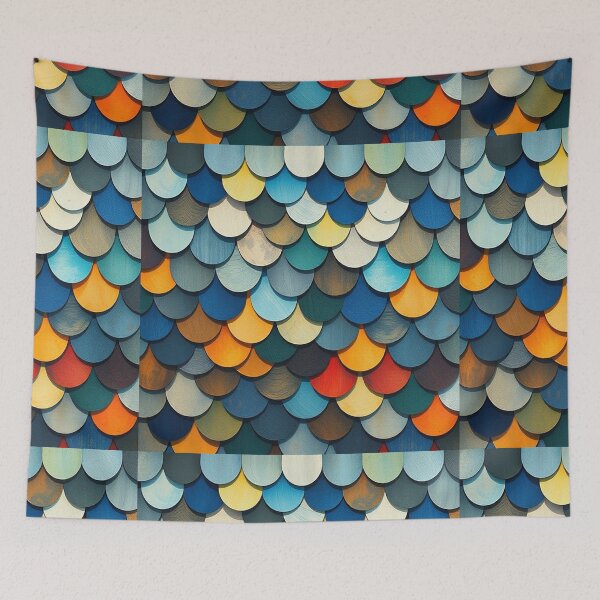 Item preview,  Mid-Century Overlapping Fish Scales & Feathers Pattern for Backgrounds designed and sold by hjian8219.