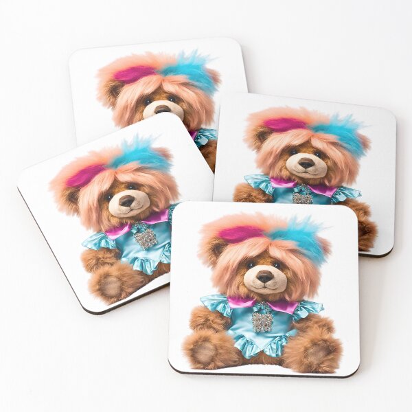 Item preview, Punky Teddy Bear with Pink and Blue Hair - Cute and Edgy Bear Art designed and sold by Fredster1966.