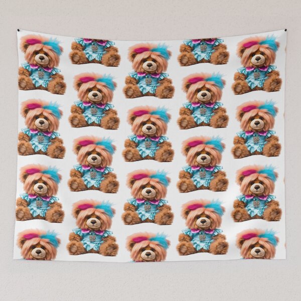 Item preview, Punky Teddy Bear with Pink and Blue Hair - Cute and Edgy Bear Art designed and sold by Fredster1966.