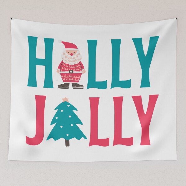 Item preview, Holly Jolly Cute Santa Christmas Tree designed and sold by Magnolia Valley Art.