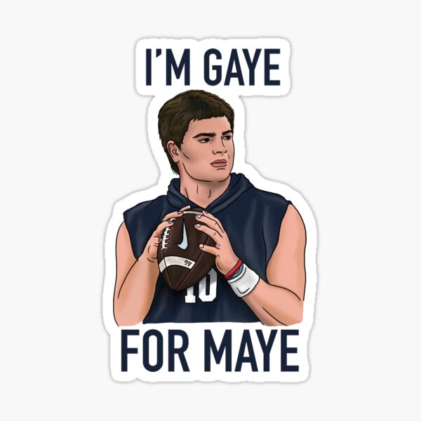 Vista previa del artículo con la obra «Fútbol americano de los Patriots Drake Maye Mariscal de campo Divertido», diseñado y vendido por ghayle.