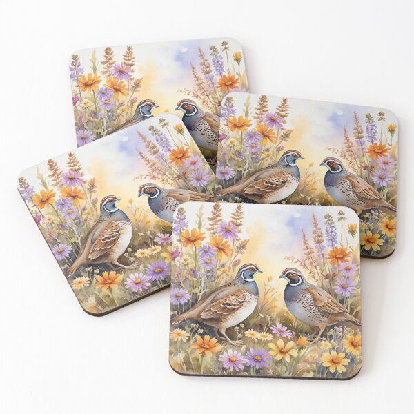 Item preview, Quail Among Wildflowers Watercolor Painting designed and sold by WaterBirdArt.