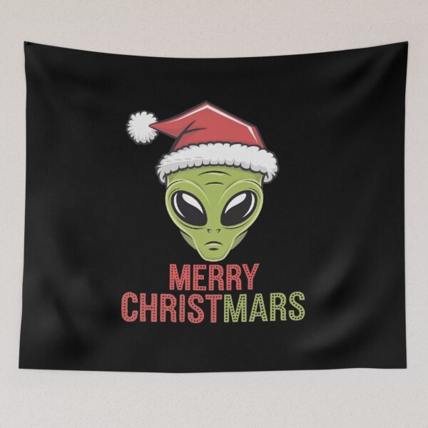 Item preview, green alien in Santa hat Merry Christmas merry christmars funny designed and sold by BHMARTS.