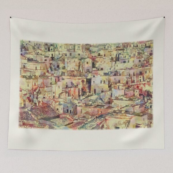 Item preview, Matera, Basilicata, Italy, landscape at dawn, watercolor painting - 2 designed and sold by Ermes.S.