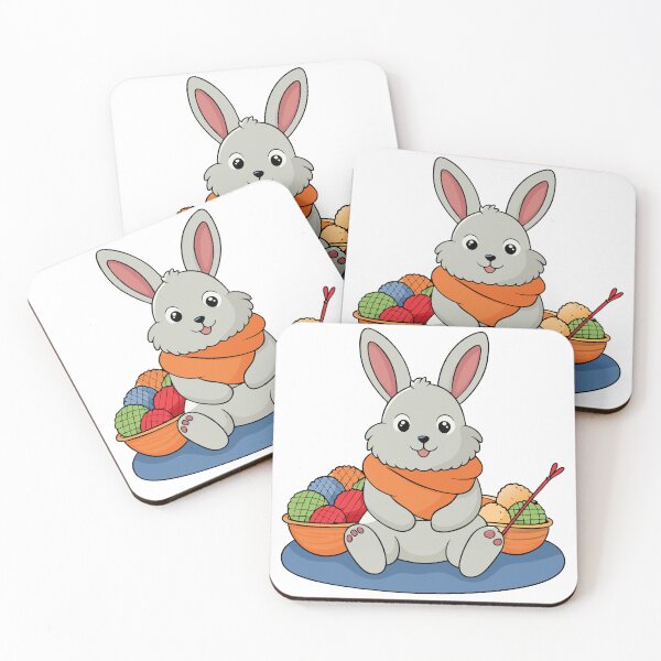 Item preview, Fluffy Bunny Knitting on a Soft Cushion designed and sold by omerfdln34.