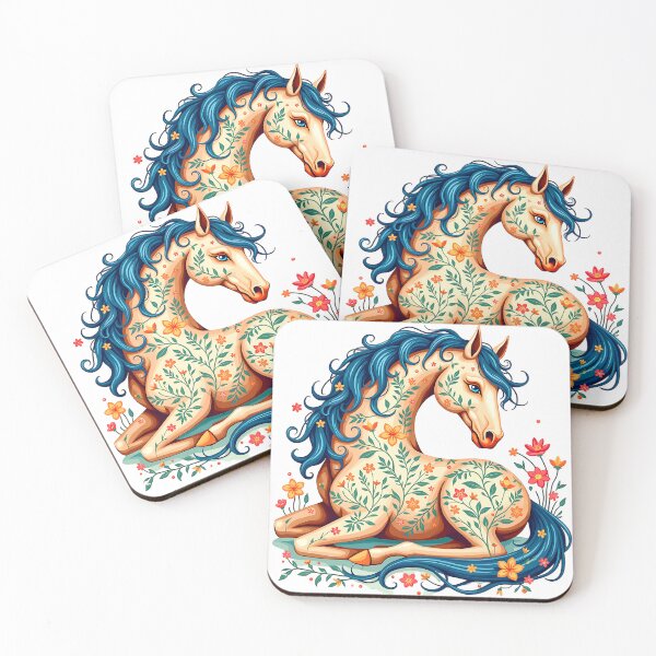 Item preview, Floral Folk Art Horse Illustration designed and sold by BirdsnStuff.