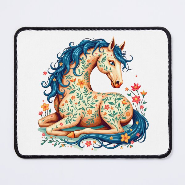 Item preview, Floral Folk Art Horse Illustration designed and sold by BirdsnStuff.