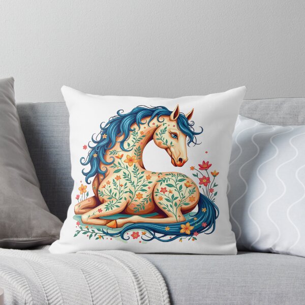 Item preview, Floral Folk Art Horse Illustration designed and sold by BirdsnStuff.