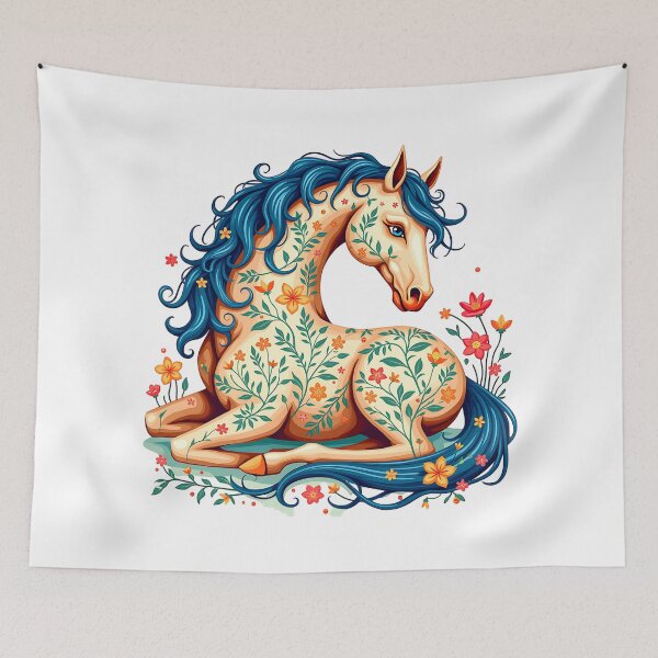 Item preview, Floral Folk Art Horse Illustration designed and sold by BirdsnStuff.