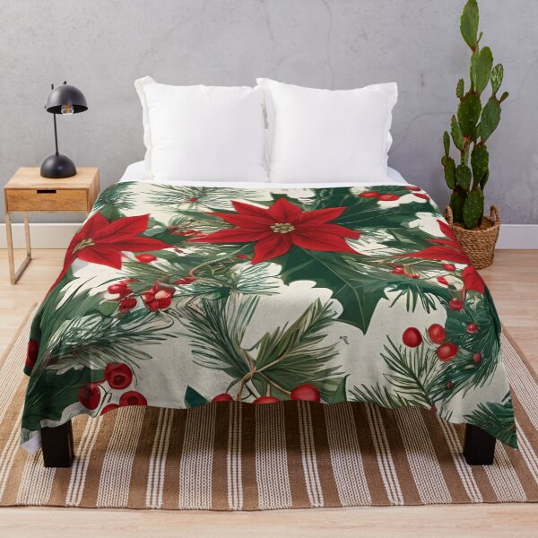 Item preview, Christmas Flowers, Holly and Pine Leaves, Red and Green designed and sold by Ciervo Primavera.