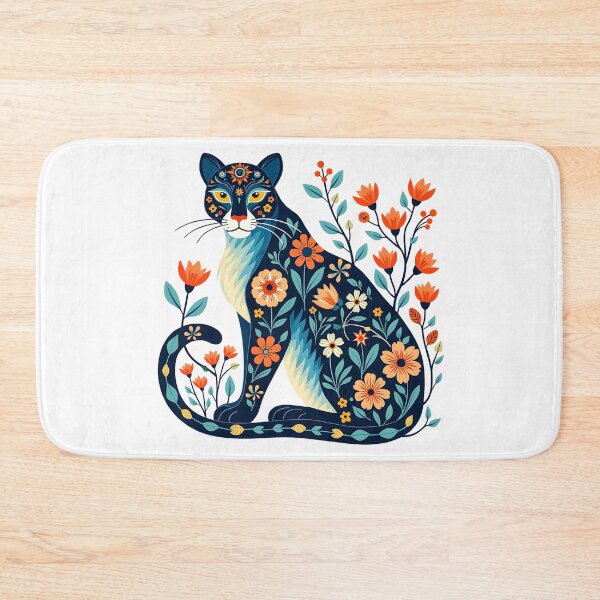 Item preview, Floral Cat Illustration with Vibrant Flowers designed and sold by BirdsnStuff.
