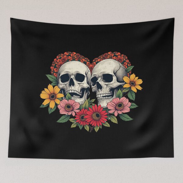 Item preview, two Skulls heart flowers designed and sold by Smileshigh.