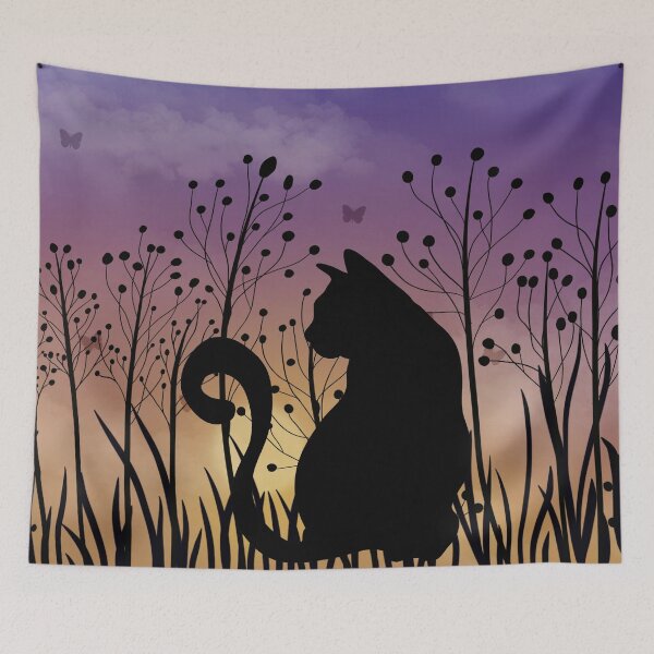 Item preview, Cat Silhouette Sunset designed and sold by HappyLifeCreate.
