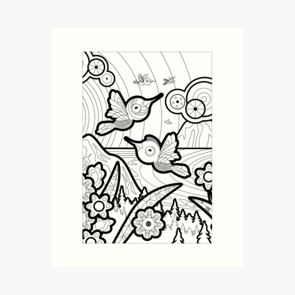 Monisms Number 2, Birds and Mountains Art Print