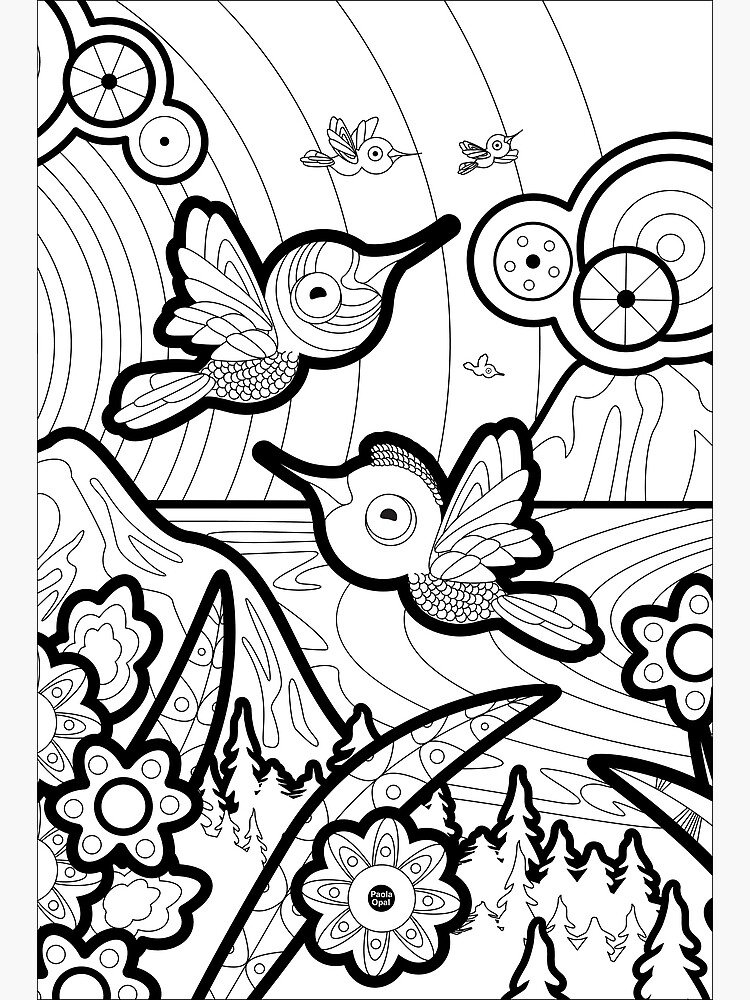 Thumbnail 2 of 2, Greeting Card, Monisms Number 2, Birds and Mountains designed and sold by PaolaOpal.
