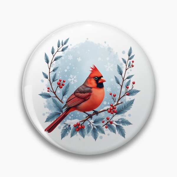 Item preview, Winter Nothern Cardinal- Nature Art Illustration designed and sold by BirdsnStuff.