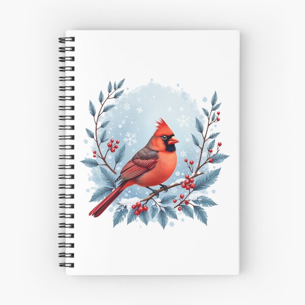Item preview, Winter Nothern Cardinal- Nature Art Illustration designed and sold by BirdsnStuff.