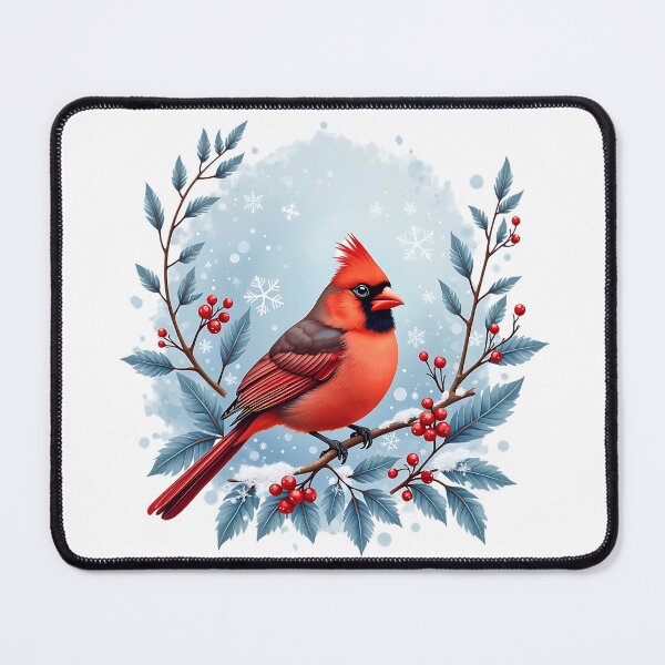 Item preview, Winter Nothern Cardinal- Nature Art Illustration designed and sold by BirdsnStuff.