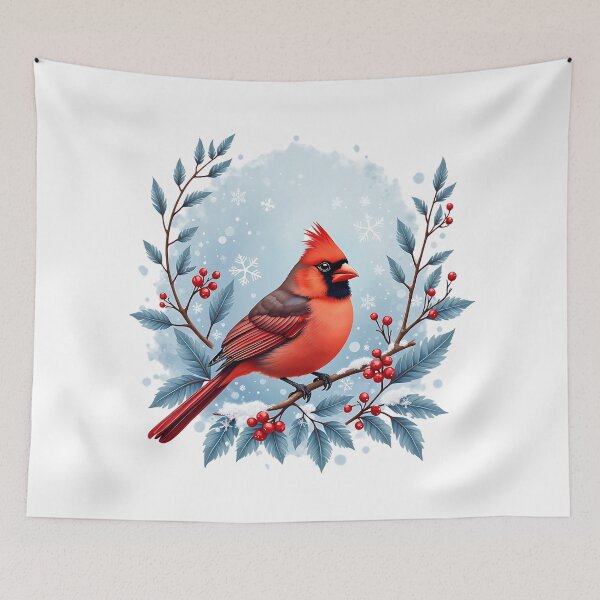 Item preview, Winter Nothern Cardinal- Nature Art Illustration designed and sold by BirdsnStuff.