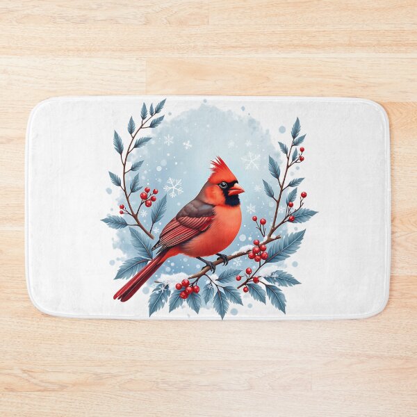 Item preview, Winter Nothern Cardinal- Nature Art Illustration designed and sold by BirdsnStuff.
