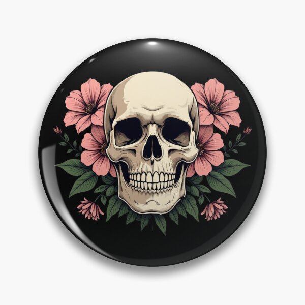 Artikelvorschau, Totenkopf mit rosa Blumen entworfen und verkauft von Smileshigh.