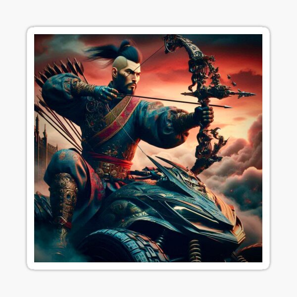 Vista previa del artículo con la obra «Samurai disparando un arco», diseñado y vendido por Ghost Archer Illusions.