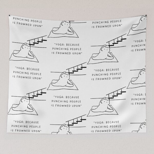 Item preview, Yoga: Because Punching People is Frowned Upon | Yoga Cat Illustration designed and sold by RM-Journey.