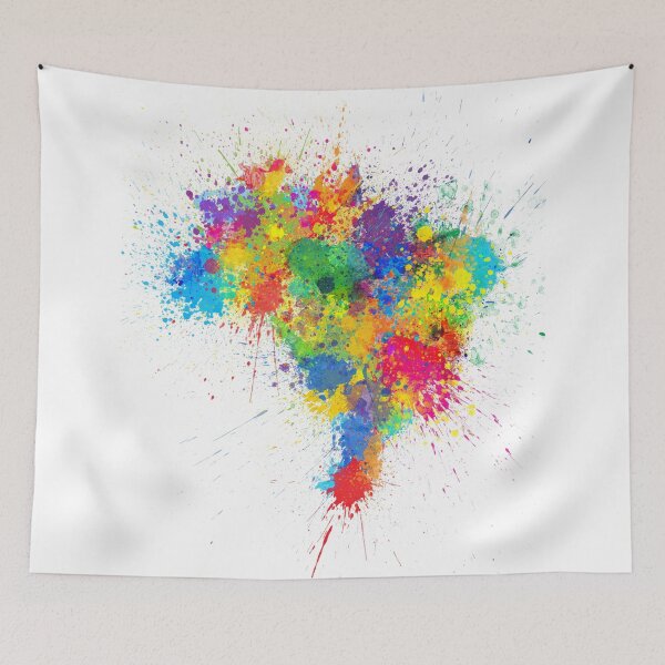 Item preview, Brazil Paint Splashes Map designed and sold by ArtPrints.