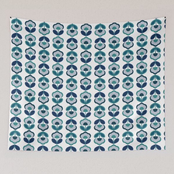 Item preview, Retro Optical Floral in blues designed and sold by MineEyes.
