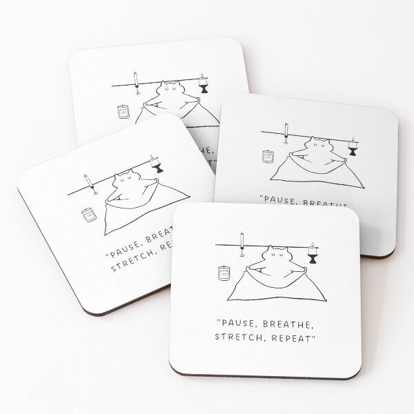 Item preview, Pause, Breathe, Stretch, Repeat | Yoga Cat Illustration designed and sold by RM-Journey.
