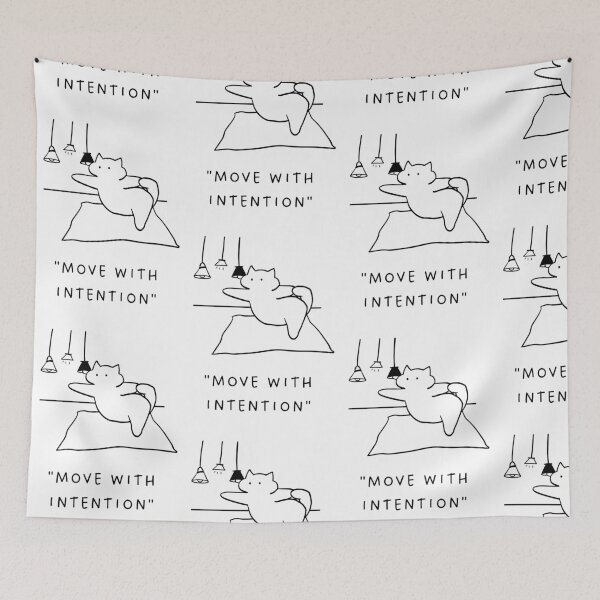 Item preview, Move with Intention | Yoga Cat Illustration designed and sold by RM-Journey.