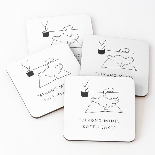 Item preview, Strong Mind, Soft Heart | Yoga Cat Illustration designed and sold by RM-Journey.