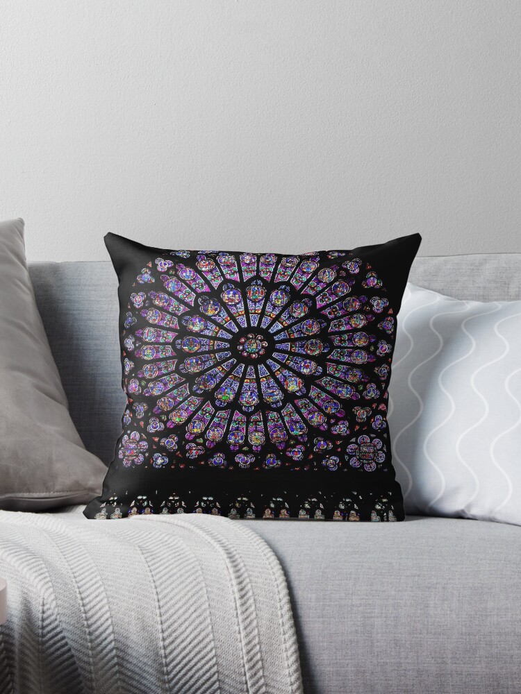 Notre Dame Cathedral Paris Rose Window Throw Pillow Cover Case