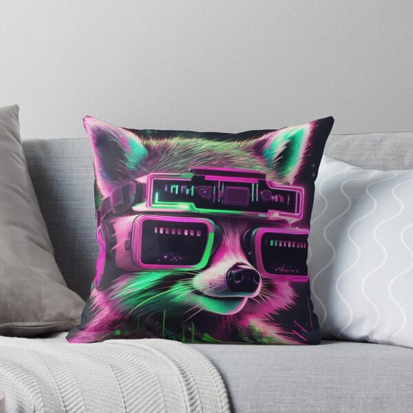 Artikelvorschau, Glitching Raccoon in Neon Cyber World entworfen und verkauft von MarkLines.