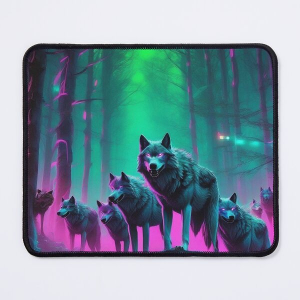 Item preview, Cyberpunk Wolf Pack in Neon Forest designed and sold by MarkLines.