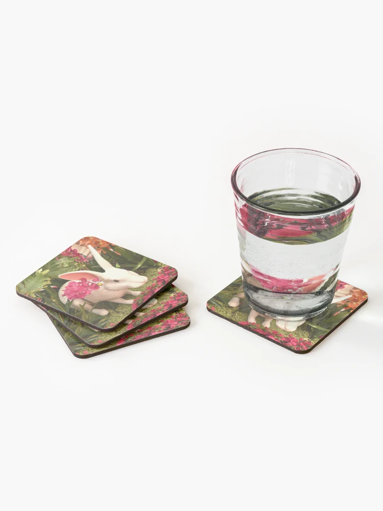 Thumbnail 2 of 5, Coasters (Set of 4), Orchid Rabbit 4 designed and sold by MangoSeeds.
