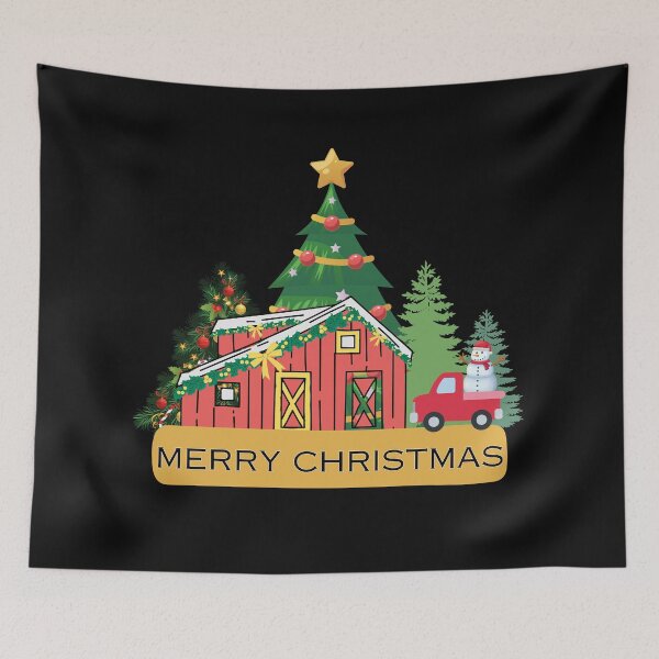 Item preview, MERRY CHRISTMAS, BARN, OLD TRUCK, SNOWMAN, CHRISTMAS TREE designed and sold by larissa-myrie.